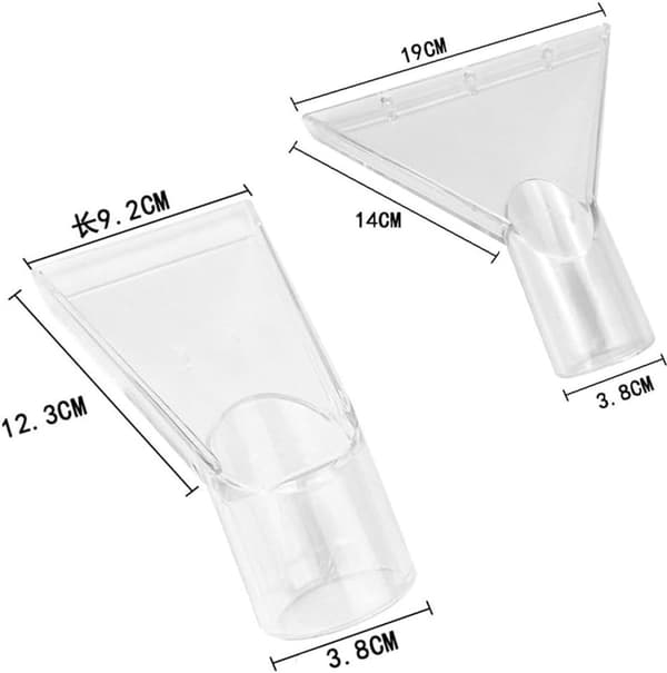 2 stk. våd-/tørsugemundstykke til støvsuger 92/192 mm gennemsigtig plast til sofa, tæppe, polstring, bilpleje