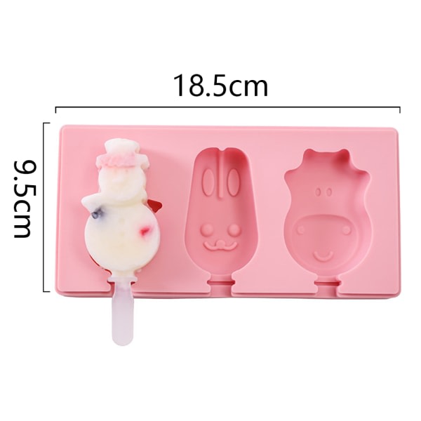 CDQ Popsicle Molds Silikon Med Lock 2 Pack, Glass Form 3 Snowman No. 5 + Rabbit + Cow