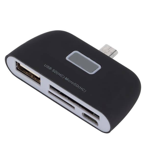 Mini Multifunksjonell 4 i 1 Smartleser OTG-kortleser med Micro USB-ladeport