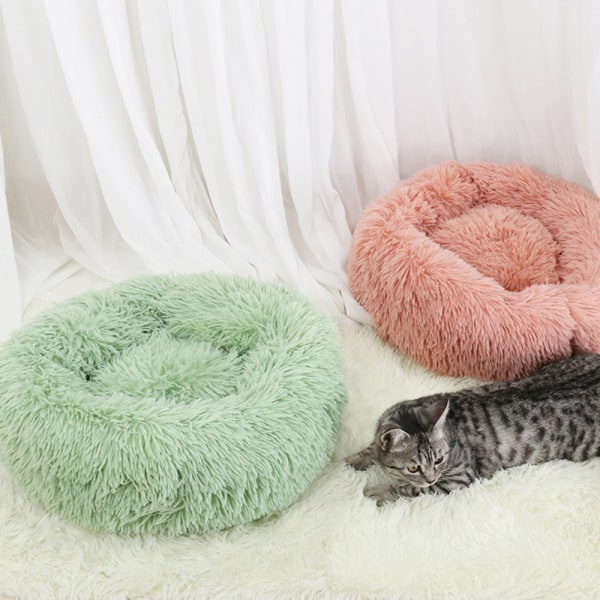 Hundeseng Rund Katteseng Fluffy Munk, Vaskbar 50cm