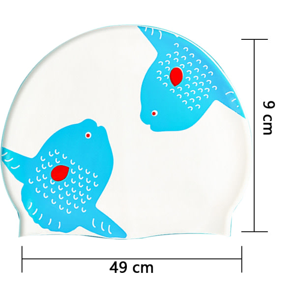 1 stk. badehætter Vandtætte komfortable badehætter Skridsikre tegneserie svømmehætter til børn - blå og hvid