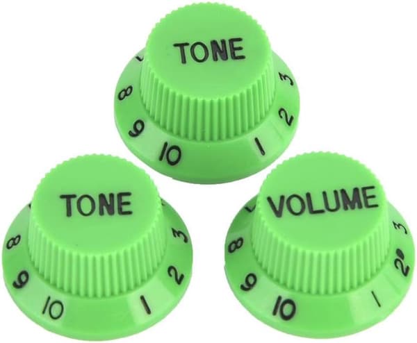 Gitarrknoppar 3-pack volym- och tonkontrollknoppar, hållbar plast, enkel installation för elgitarr, grön, för scen och studio