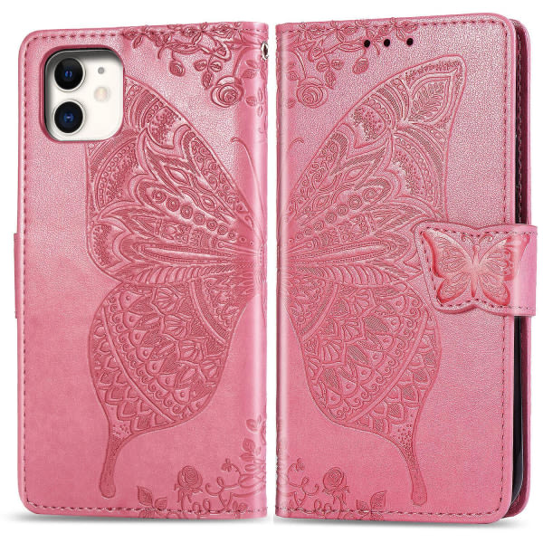 Yhteensopiva Iphone 11 case Flip Cover Emboss Butterfly Soft Tpu Iskunkestävä Shell Slim - Rosa null none