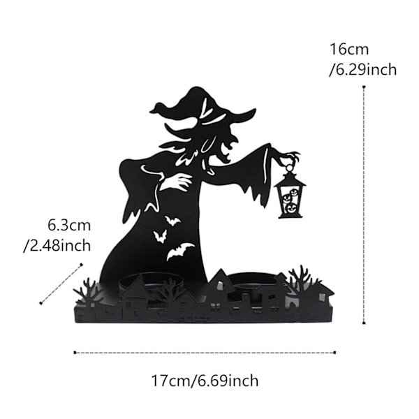 Halloween-lykta med häxa, ljusstake, dekoration, skräck, järn, skrivbordsdekoration, hantverk