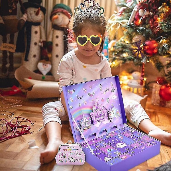 Julkalender med 24 st prinsessaccessoarer, smyckesset för flickor, låtsasleksaker, julklappar till flickor