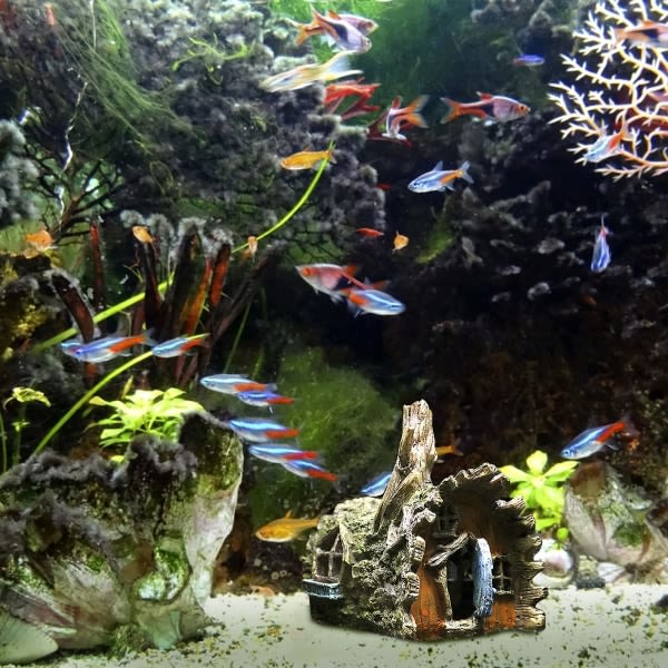 Fish Tank Ornament Akvarium Ornament Resin Cave Lämplig
