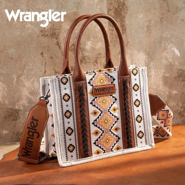 Wrangler tygväska Western plånböcker för kvinnor axel Boho Aztec handväskor A Angel White L