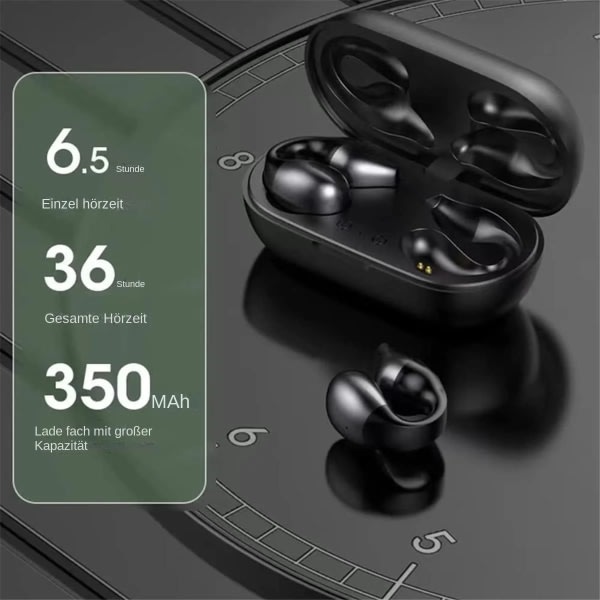Bluetooth 5.3 Wireless Ear Clip Bone Conduction-hörlurar - Mini Sports Running Earclip Open Ear-hörlurar - Smärtfria hörlurar som bärs länge
