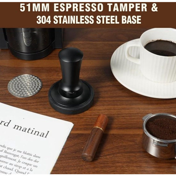 Kaffe- og espressostøder - ø 51 mm - Støder til presning af malet kaffe - Presning af malet kaffe - Fremstillet af rustfrit stål - Kaffedispenser ...