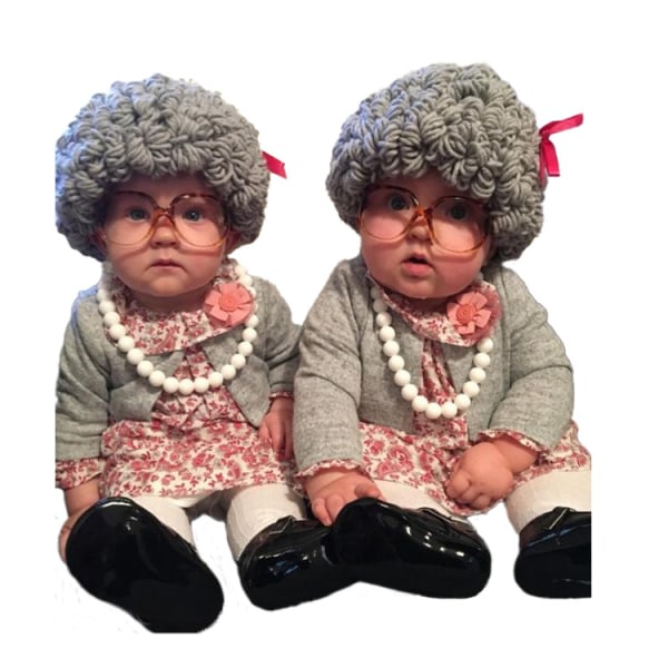 Talvivauvan peruukkilaki pieni mummo kiharat hiukset hattu vastasyntyneen valokuvan rekvisiitta tarvikkeet