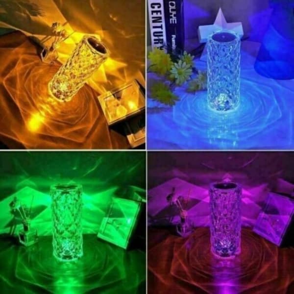 LED Crystal RGB Table Lamp Night Light Touch Atmosphere Bedside Lamp Bar Diamond Rose