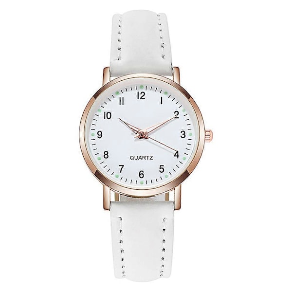 Dameure Kvinder Små Kvarts Analog Armbåndsur Casual Læder White