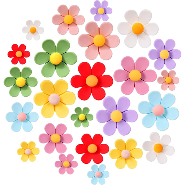 24 stk blomstrete kjøleskapsmagneter, fargerike søte 3D kjøleskapsmagneter kjøleskap magnetisk dekorasjon for kjøkken oppbevaringsskap whiteboard
