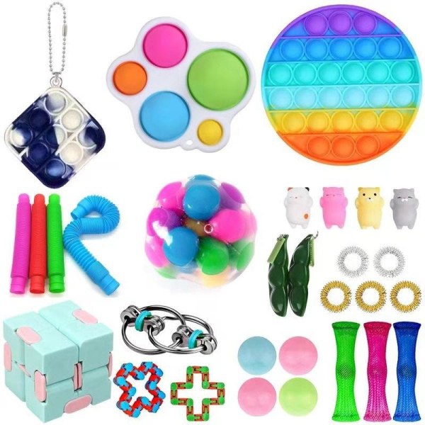 30 stk fidget leker pakke festfavør sensorisk pop it stressball