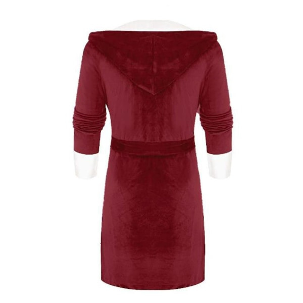 Kvinners Sherpa Fleece Morgenkåpe Myk Morgenkåpe Hette Plysj Håndkle Badrock Rød Red