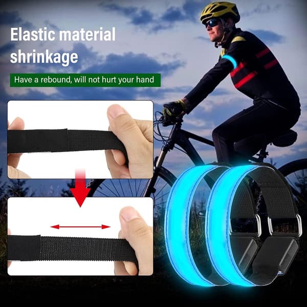 USB, oppladbart LED, armbånd, 2-pakning reflekterende sikkerhetsarmbånd - For løping