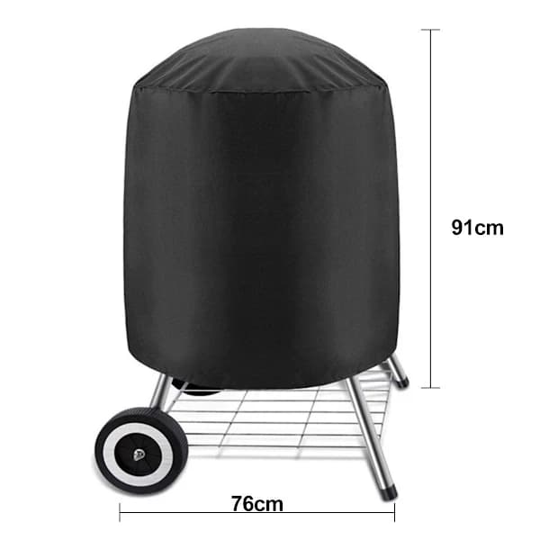 Rund kulgrillovertræk polyester snøre støvovertræk til udendørs grill sort 70 x 70 cm / 76 x 91 cm
