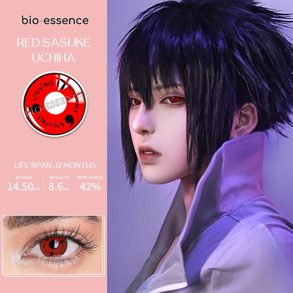 Bio-essence 1 par Sharingan kontaktlinser för ögon Cosplay linser Anime linser Uchiha Sasuke Hatake Kakashi linser Sasuke Uchiha ei mitään
