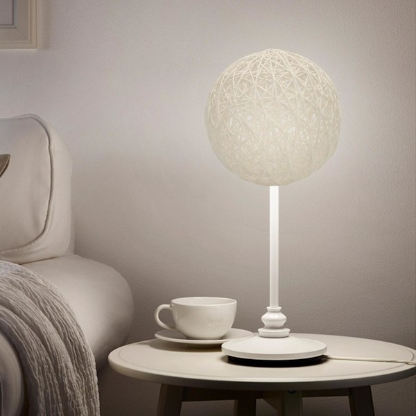Vävd Pendellampa Skärm Lampbur Rottingkula Lampskärm för White 15cm