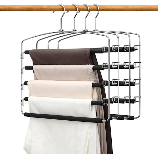 5-lags Buksestang - Pladsbesparende Skab Organizer, Sort