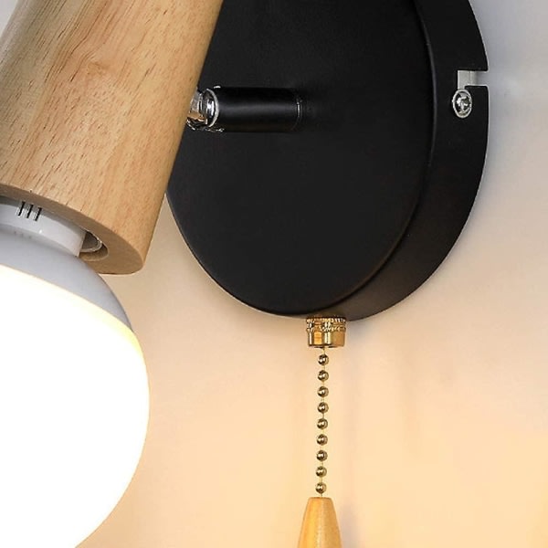 Nordisk Modern Design Hjorthorn Form Trävägglampa med dragkedja E27, svart, ingen glödlampa