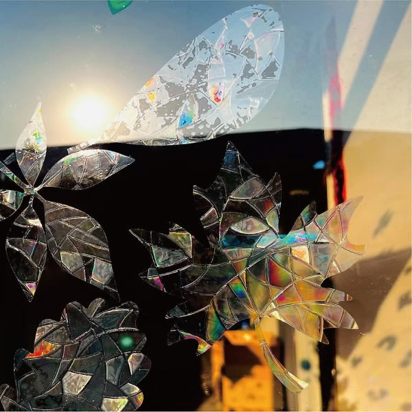 CDQ 6 solskensfångare färgglada fönsterdekaler Regnbågsprisma elektrostatiska glasklistermärken PVC antikollisionsfönsterklistermärken