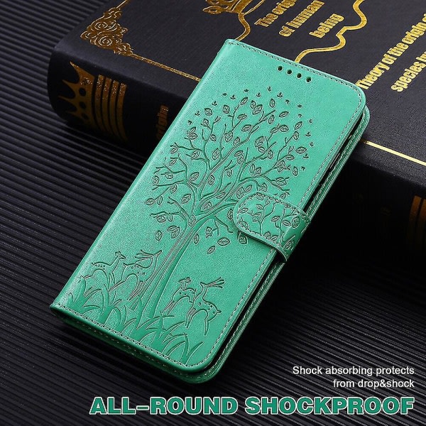 Kompatibelt Iphone Xr-deksel Cover Prägling Etui Coque - Grönt träd och rådjur null ingen