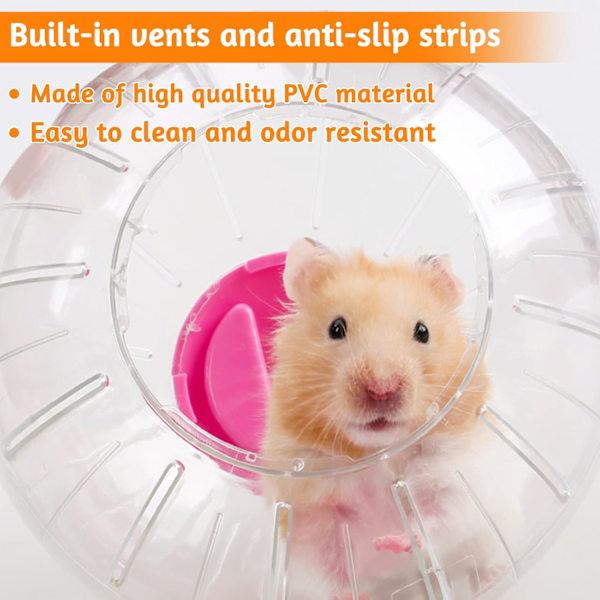 2-pack Hamsterbollar, 12 cm Hamster Hoppboll, Transparent Hamster Hopphjul Hoppboll, Rosa