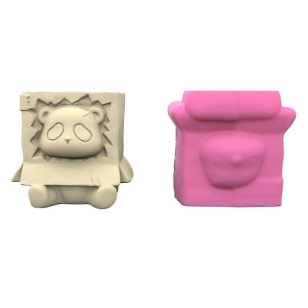 DIY Vaseform Betonforme Blomsterpotter Silikoneforme Siddende Panda Formet_tfrf