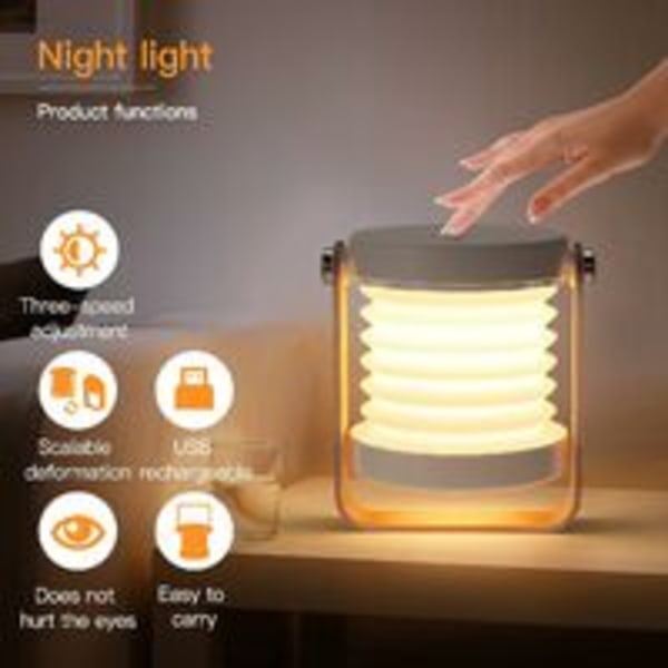 Dimbar Touch-lampa Sänglampa, Bärbar Sänglampa med Portabel Säkerhetsnattlampa