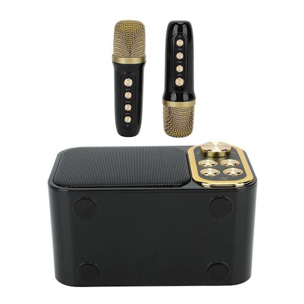 Karaokelaite 2 mikrofonilla Karaoke all-in-one -laite Kannettava Bluetooth-laululaite kotibileisiin Musta