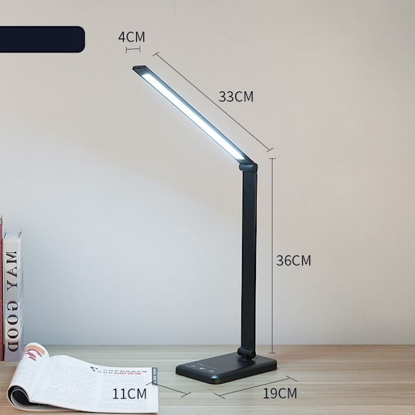 LED-skrivebordslampe med touch-dæmper og USB, sort_tfrf black
