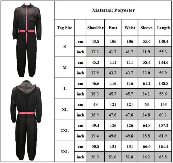 Squid Game 2 NPC Kostumer Squid Games Uniform Cosplay Kostumer Squid-Game Kostume til Mænd Kvinder Sort Jumpsuit M