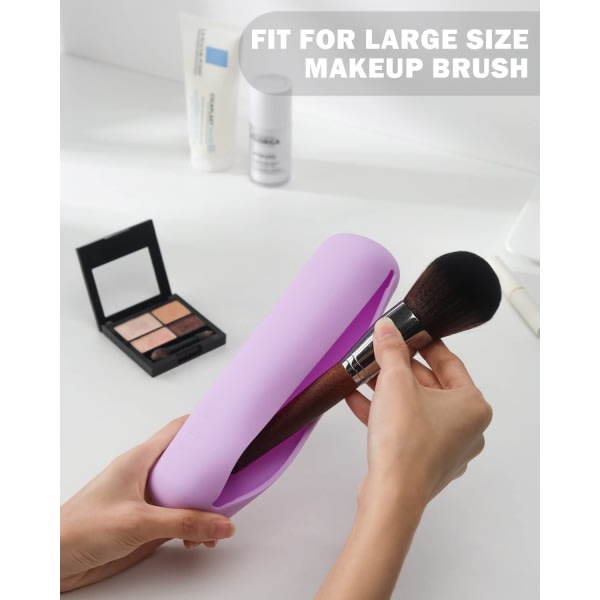Silikon makeup borstehållare med magnetisk stängning - Bärbar kosmetisk organizer - Violett