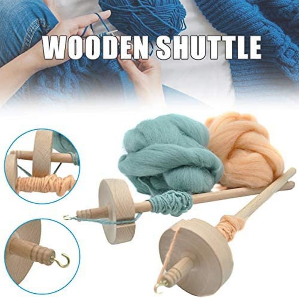 HHL 2st Drop Spindel För Spinning Ull Garn Spin Top Whorl Drop Spindel Handsnuten träverktyg för Be