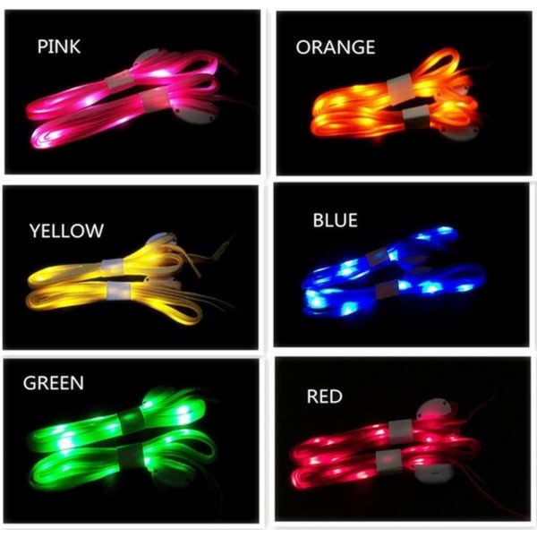 LED-skosnøre 6 par - High Visibility Mjuk nylon Light Up Shoel