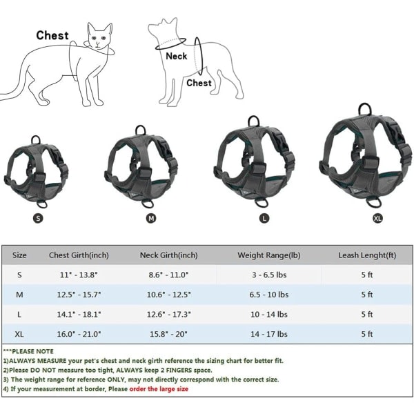 CDQ Hundsele og sæt til små og mellemstore katte - Justerbare vestseler med elastisk rem（Grå, L） Grå l