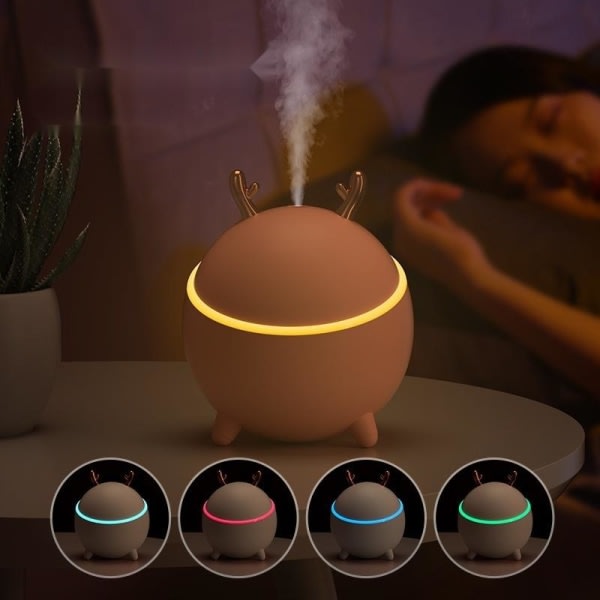 Luftfukter aroma diffuser humidifier med LED-lys rosa