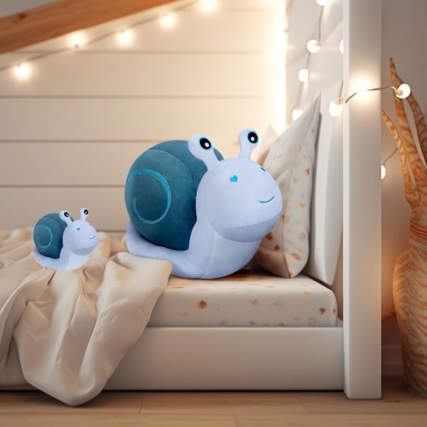Plyschleksak Barnfödelsedagspresent Stor snigelkuddedocka Kawaii dekorleksaksdekor snigelplysch vitlinglyra fisk fylld (blå 7,8 tum)