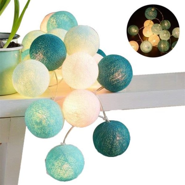 Bomuldskugle-lyskæder - 3M 20 LED Kugle-lyskæder Grøn