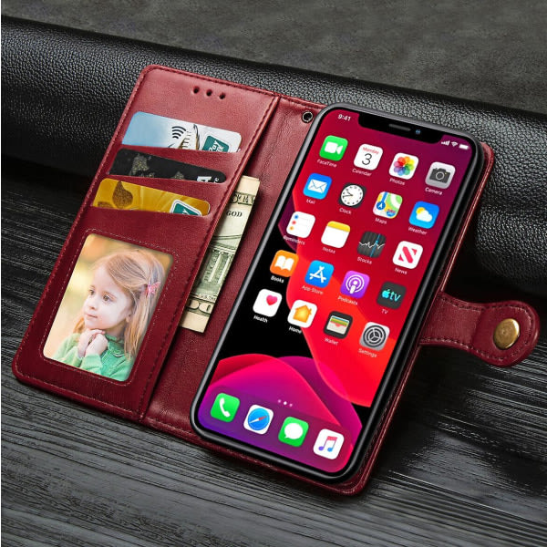 Etui til Iphone 11 Pro Max Etui Cover Retro Flip Wallet Magnetic Bumper Flip Pro Tective - Rød null ingen