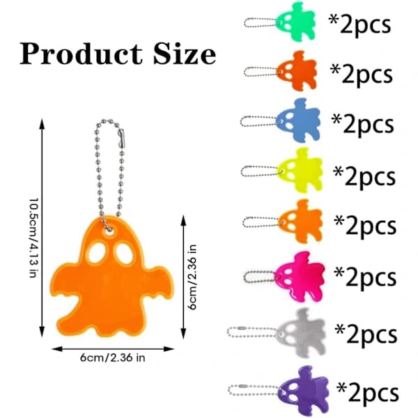 16 Pcs Reflective Keychains Safety Reflectors Pendants for Kids, Backpack Reflective Accessories