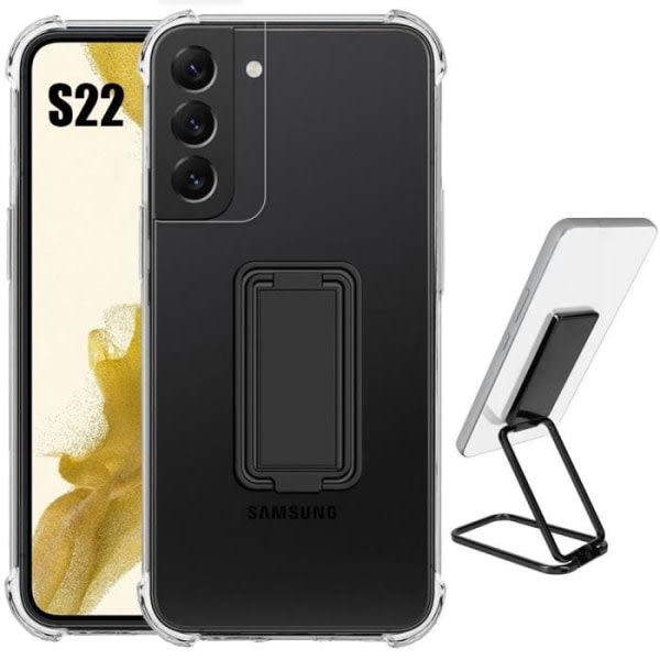CQBB Fodral til Samsung Galaxy S22 Silikon Slim Transparent med hopfällbart sæt sort