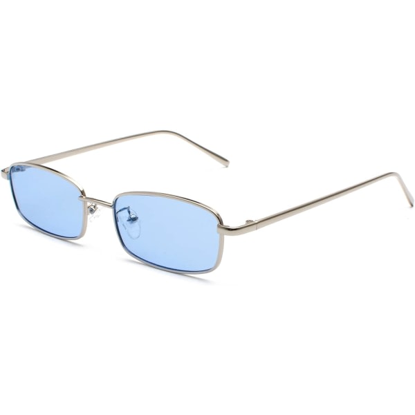Retro rektangulära solglasögon for kvinder mænd fyrkantiga smala hiphop solglasögon med lille ram