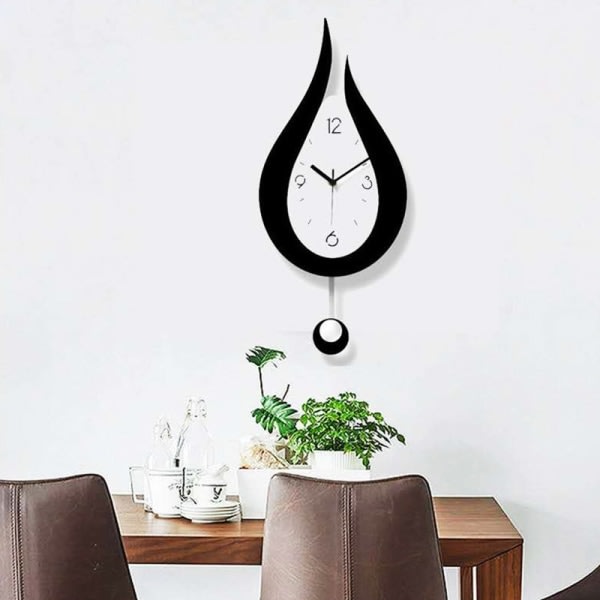 Vattendroppe Swing Väggklocka Modern Design Vardagsrum Väggklocka Silver Silver