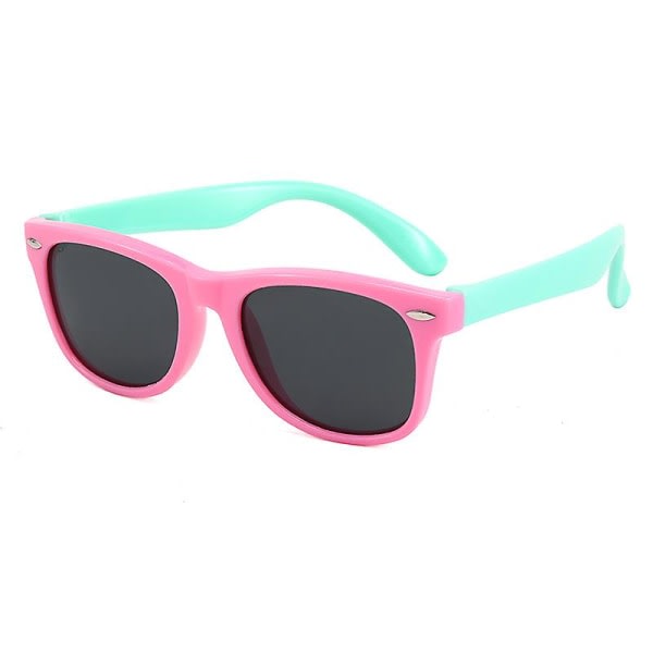 CDQ Gummiflexibla barnpolariserade solglasögonglasögon för baby och barn (rosa grön) Pink Green