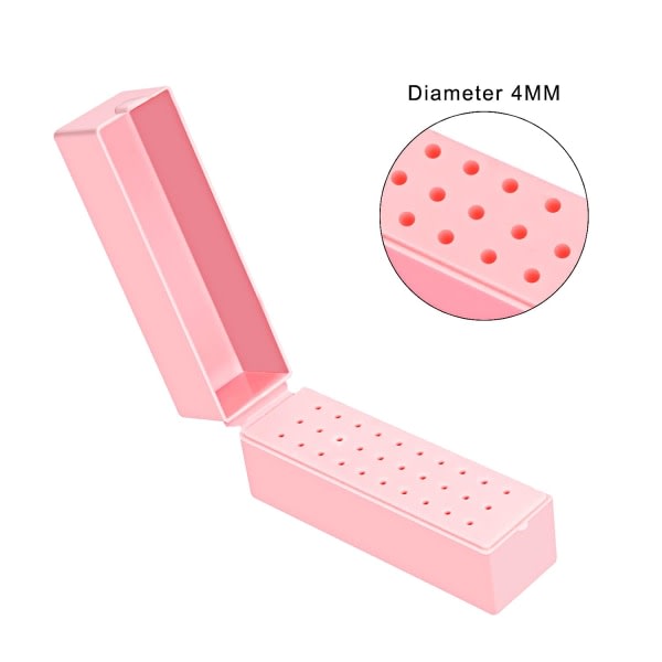 CDQ Spikborrhållare Dammtät stativ Displayer Organizer Behållare 30 hål manikyrverktyg (Inkluderar inte nagelborr, rosa) Pink