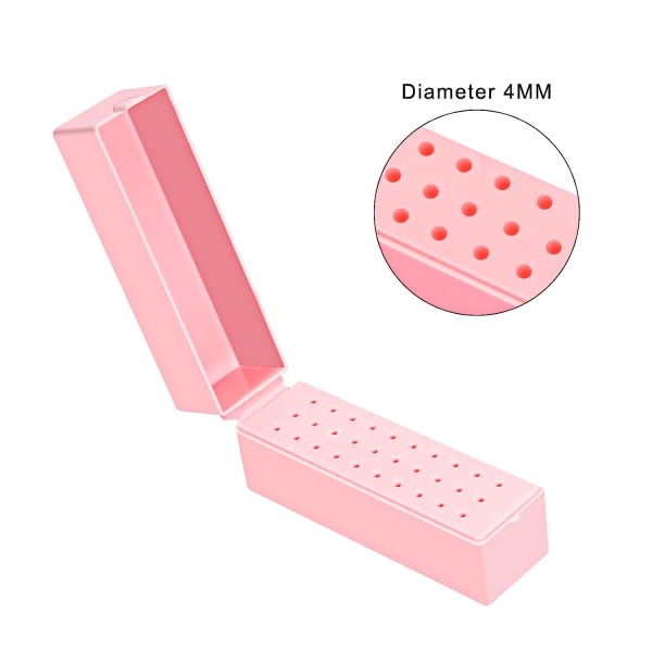 CDQ Spikborrholder Dammtät stativ Displayer Organizer Beholdere 30 huls manikyrværktøj (Inkluderet intet nagelborr, rosa) Pink