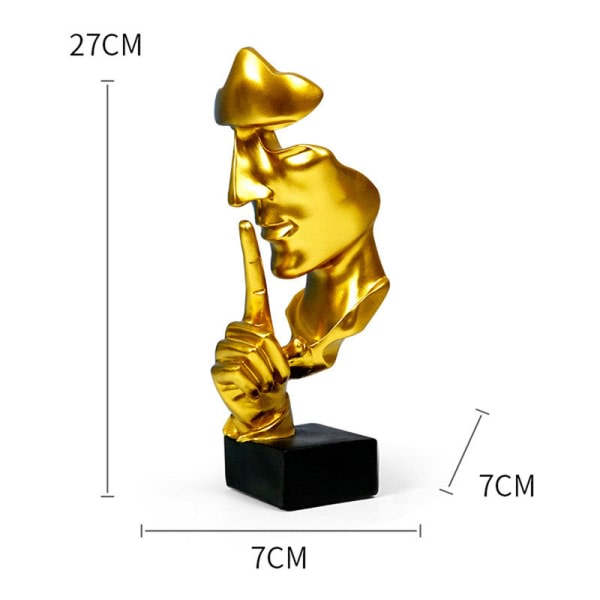 Stillhet er gull tenker statue, abstrakte ansiktsstatuer