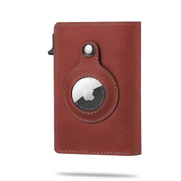 För Apple AirTag Plånbok Män Kolfiber Mode ID Kreditkortshållare Rfid Slim AirTag Slide Plånbok Designer Korthållare Röd Brun
